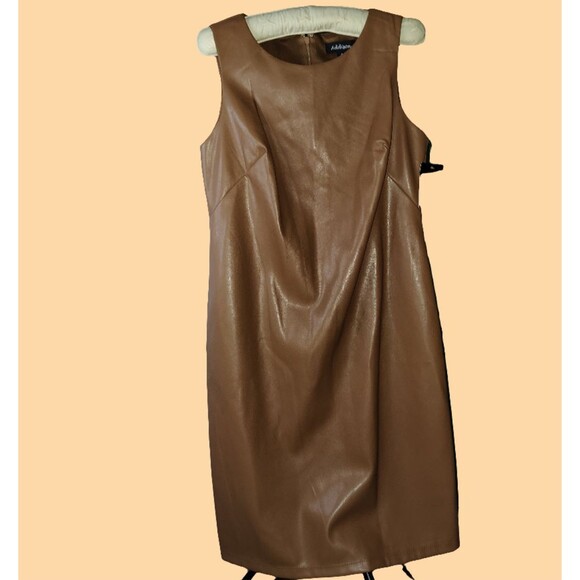 Addison Brown Faux Leather Dress - size 6 - Picture 1 of 5